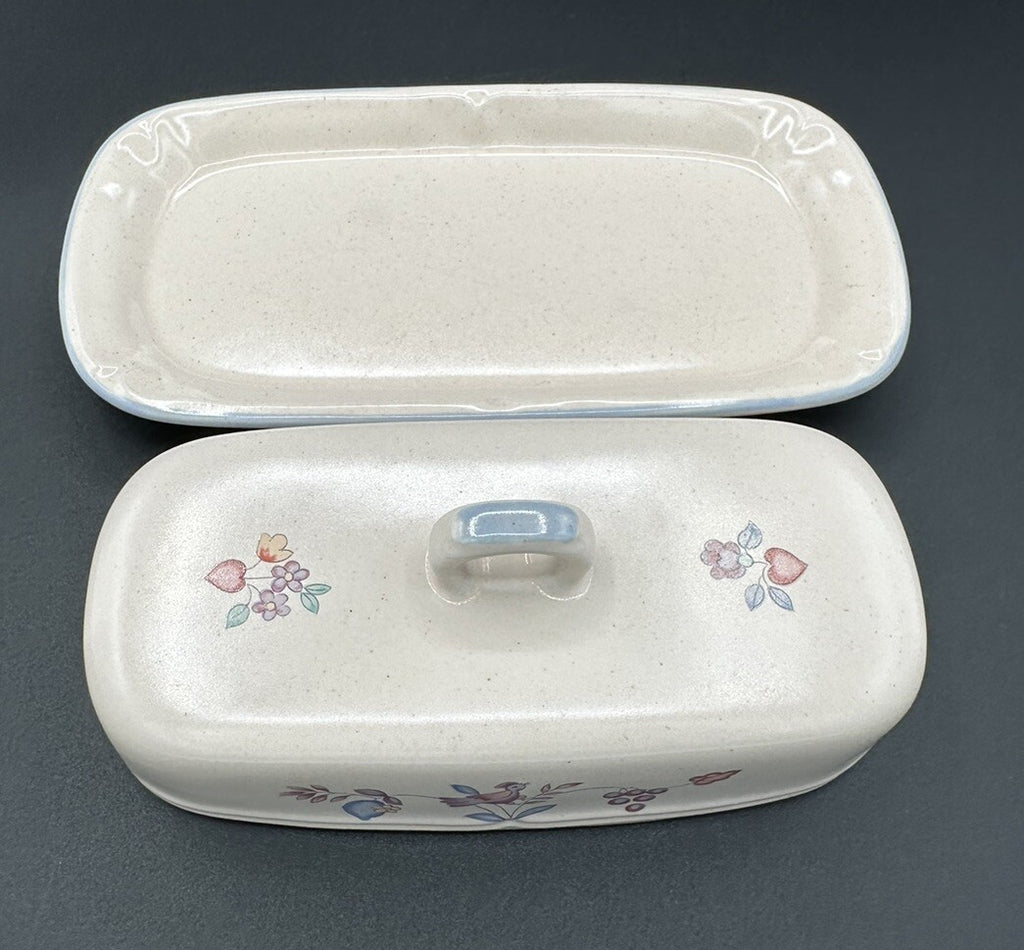Butter Dish Heartland International Stoneware Covered Chicken Farm Scene Vintage