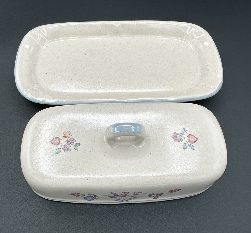 Butter Dish Heartland International Stoneware Covered Chicken Farm Scene Vintage