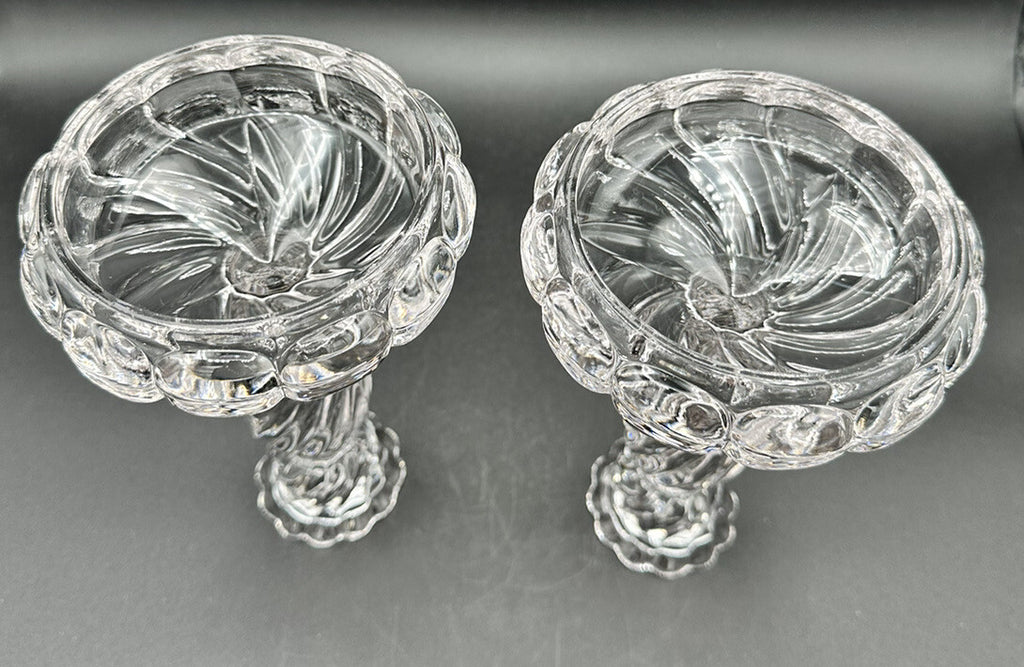 Candlesticks 7” Wedding Decor EUC(2) Fostiora Colony Heavy Swirl Crystal