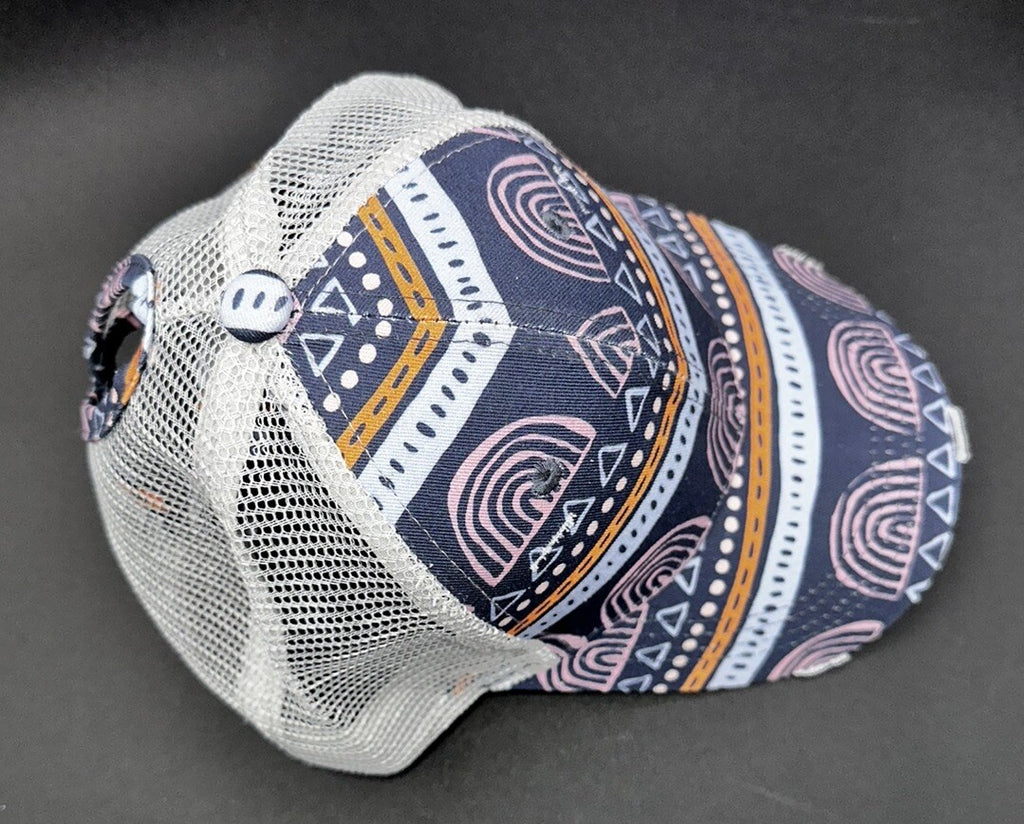 Baseball Hat Adjustable Mesh Distressed With Ponytail Hole Latched Mama Womens