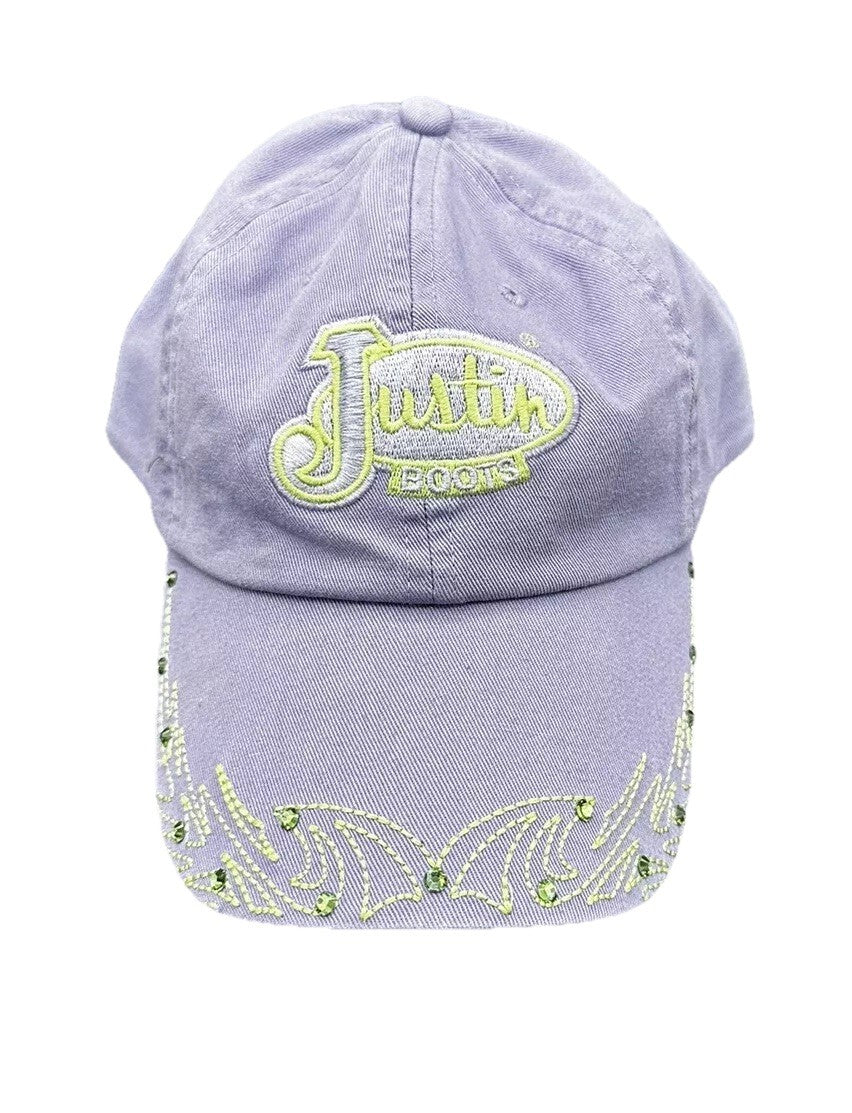 Justin Boots Hat Cap Purple Rhinestone Women’s Adjustable White Embroidery