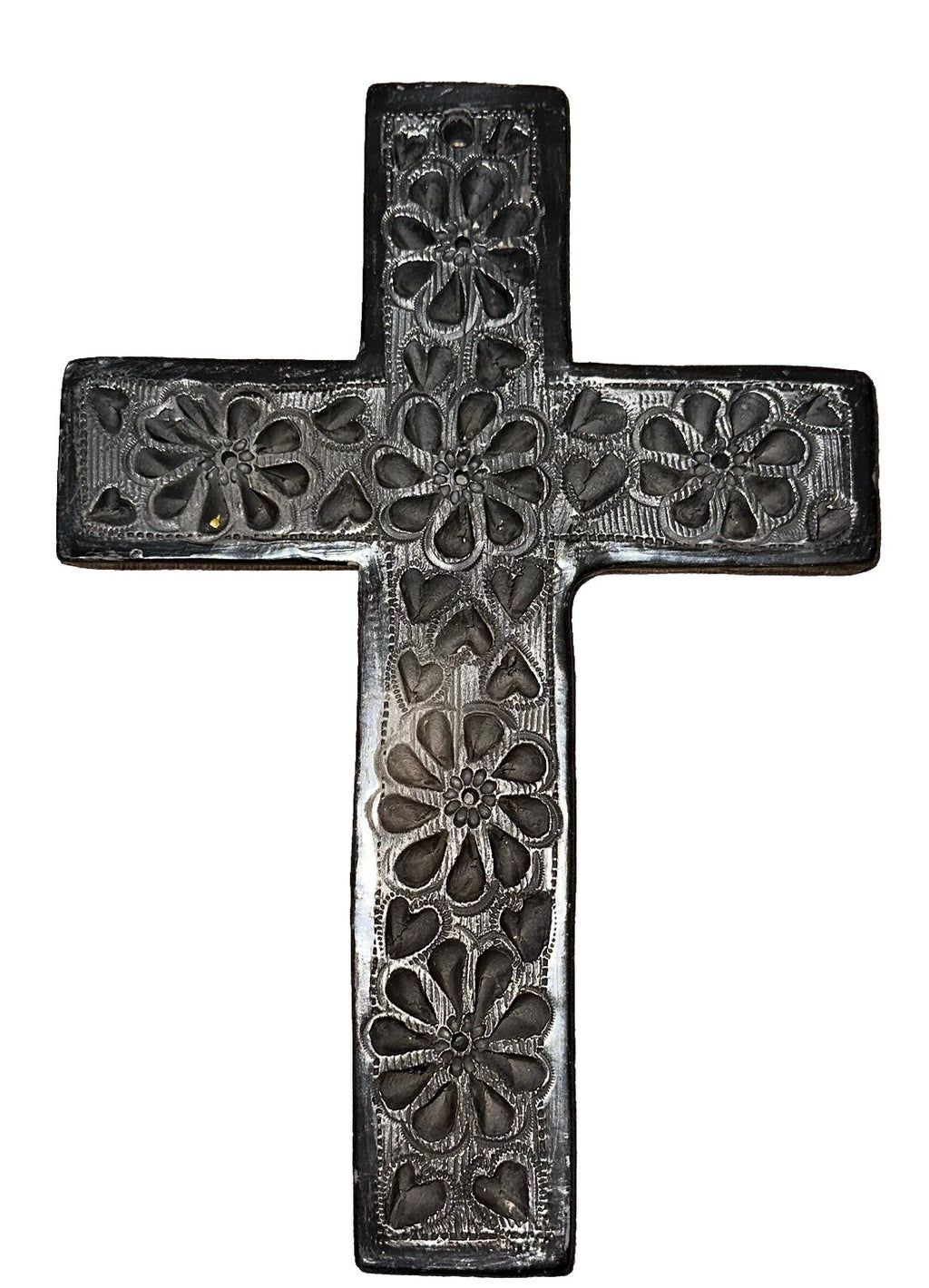 Cross Ornate Stone Religious Decorative Wall Hanging 9” X 6.5” Mexico