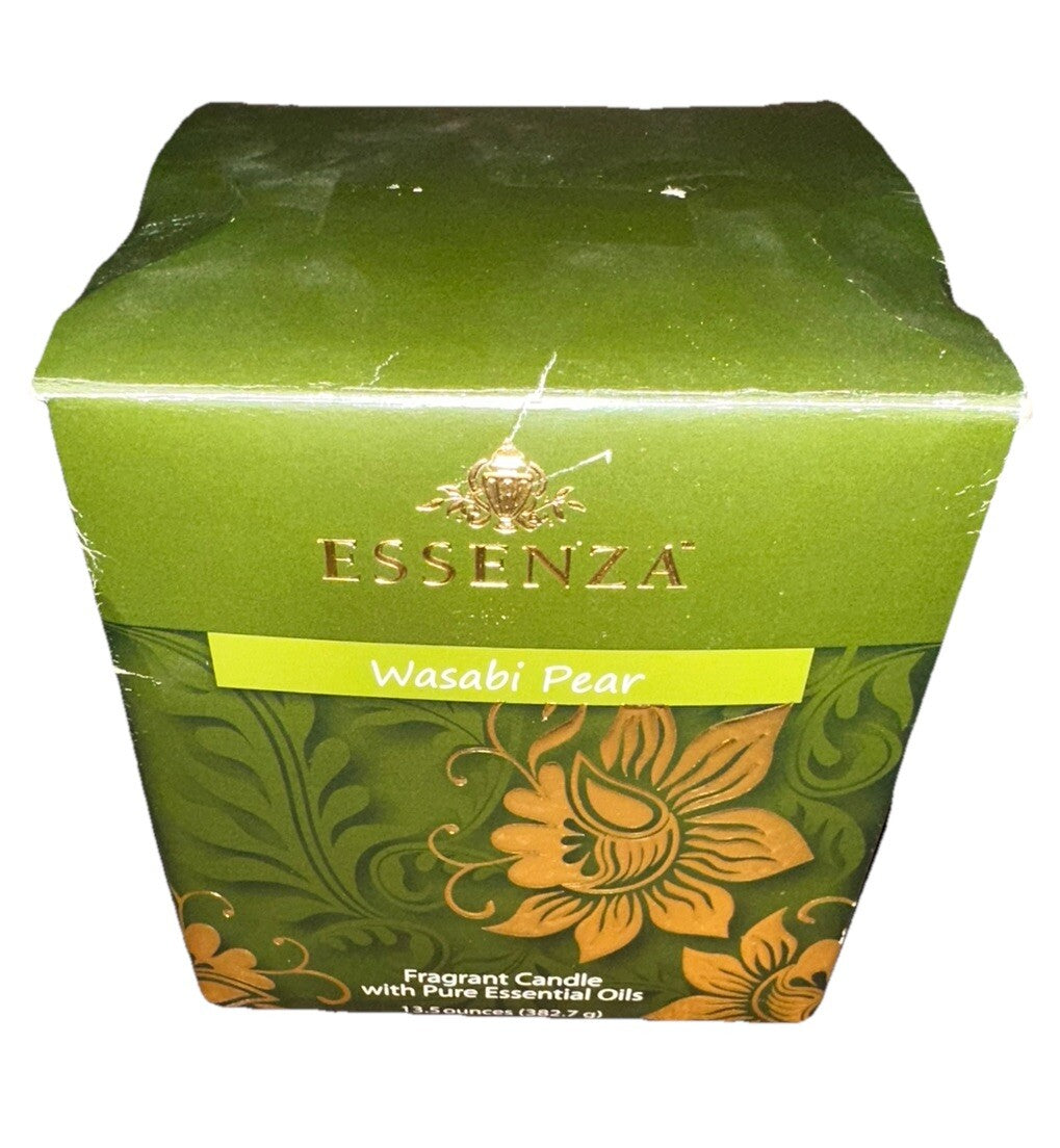 Candle Wasabi Pear Essenza 13.5 oz Fragrance Spa Pure Essential Oil W/Box New