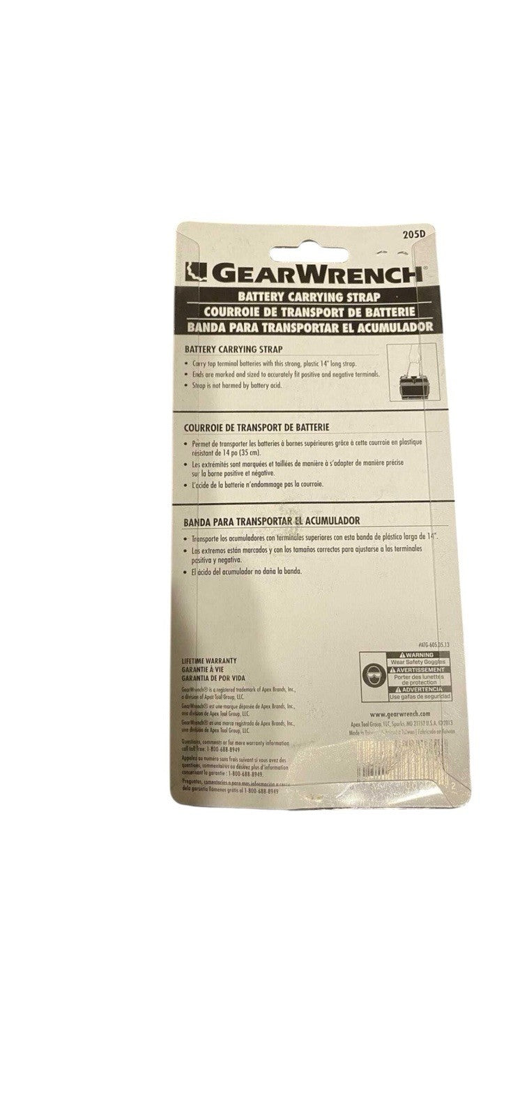 Battery Carrier Lifting Strap Safety Grip 14" Gearwrench New