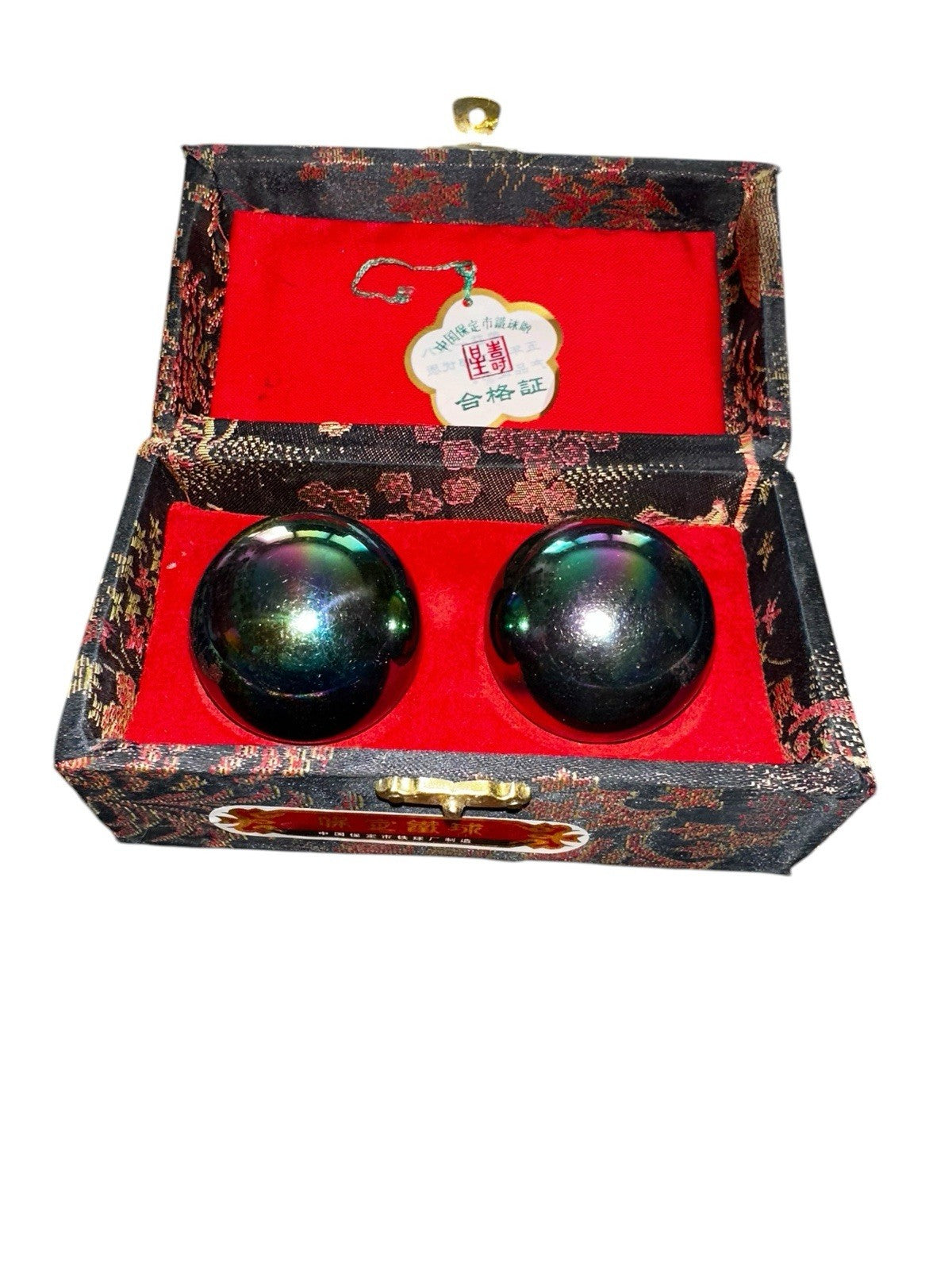 Balls Chinese Baoding Mediation Musical Neon Chrome Stress With Case Vintage