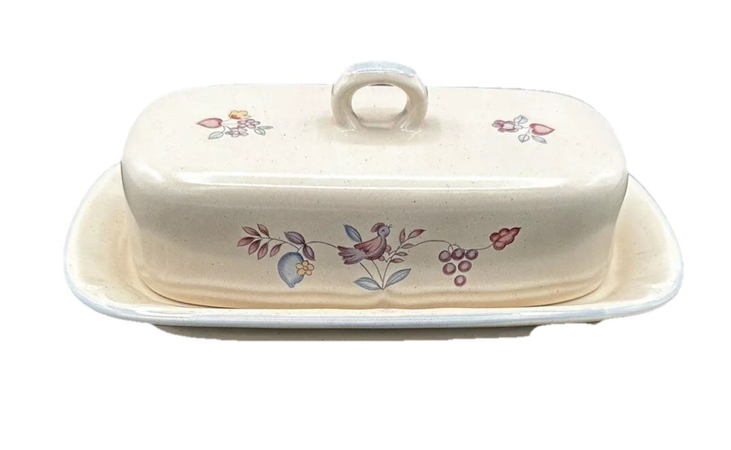 Butter Dish Heartland International Stoneware Covered Chicken Farm Scene Vintage