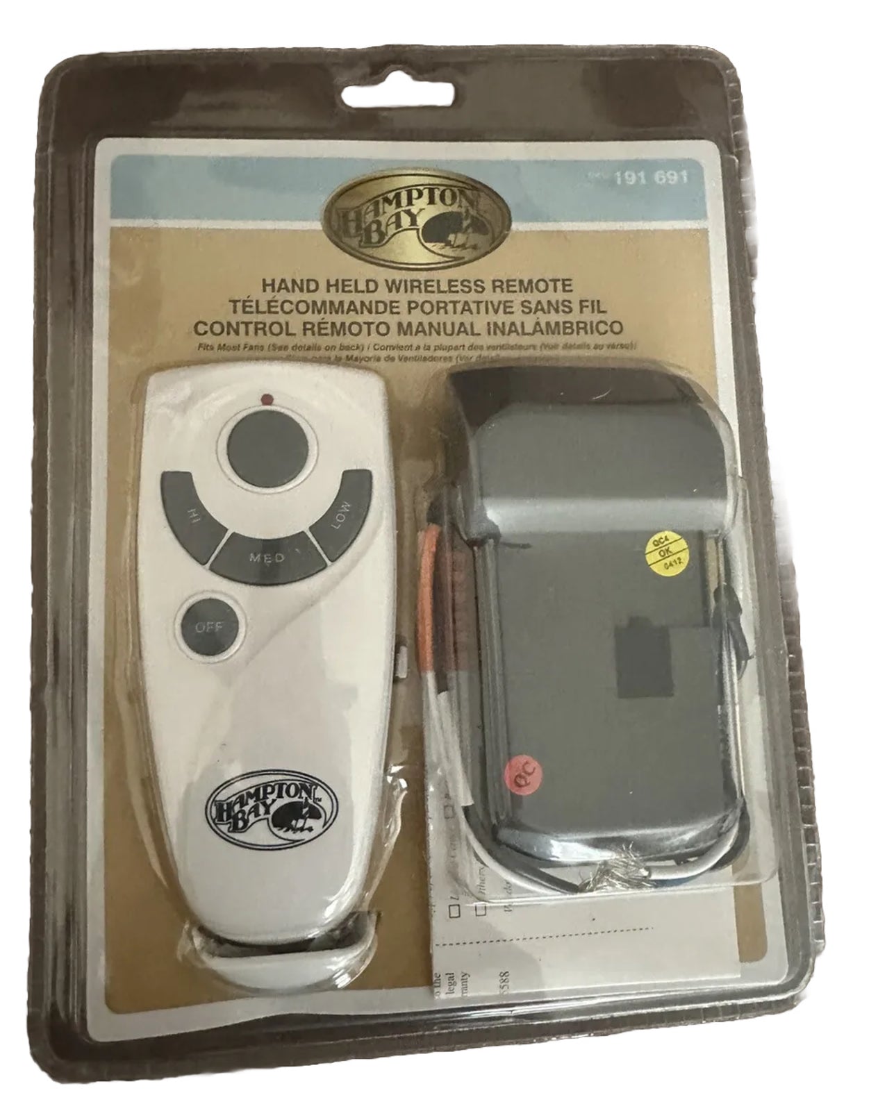 Ceiling Fan Remote Control Handheld#70830 1000 557 331 Hampton Bay Wireless New