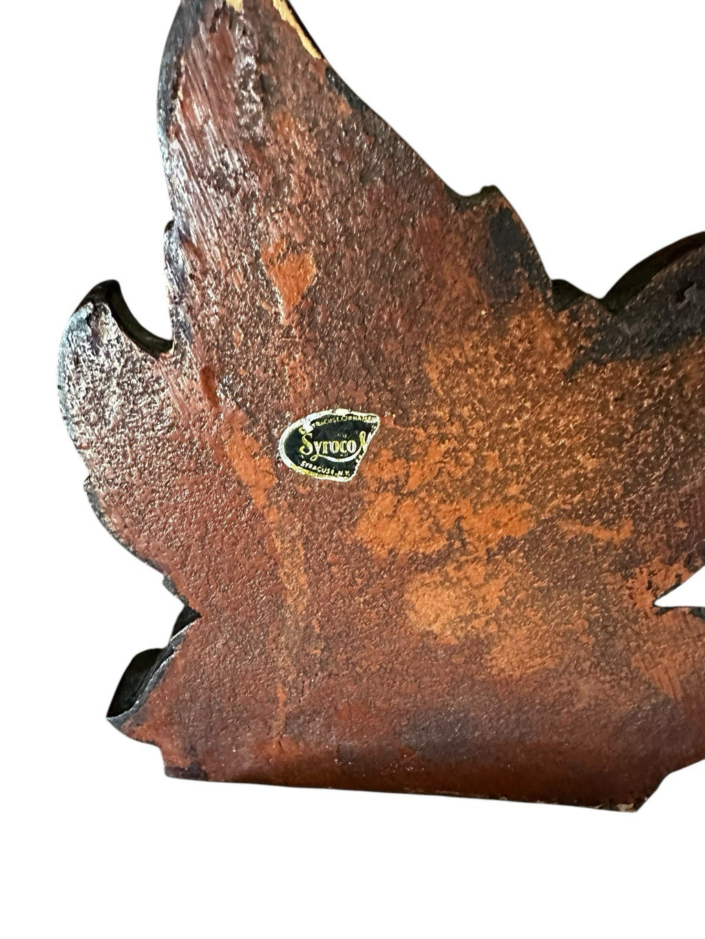 Bookends Gatco Brown Wood Tree Leaves Set Of 2  6.75” x 5.75” Vintage