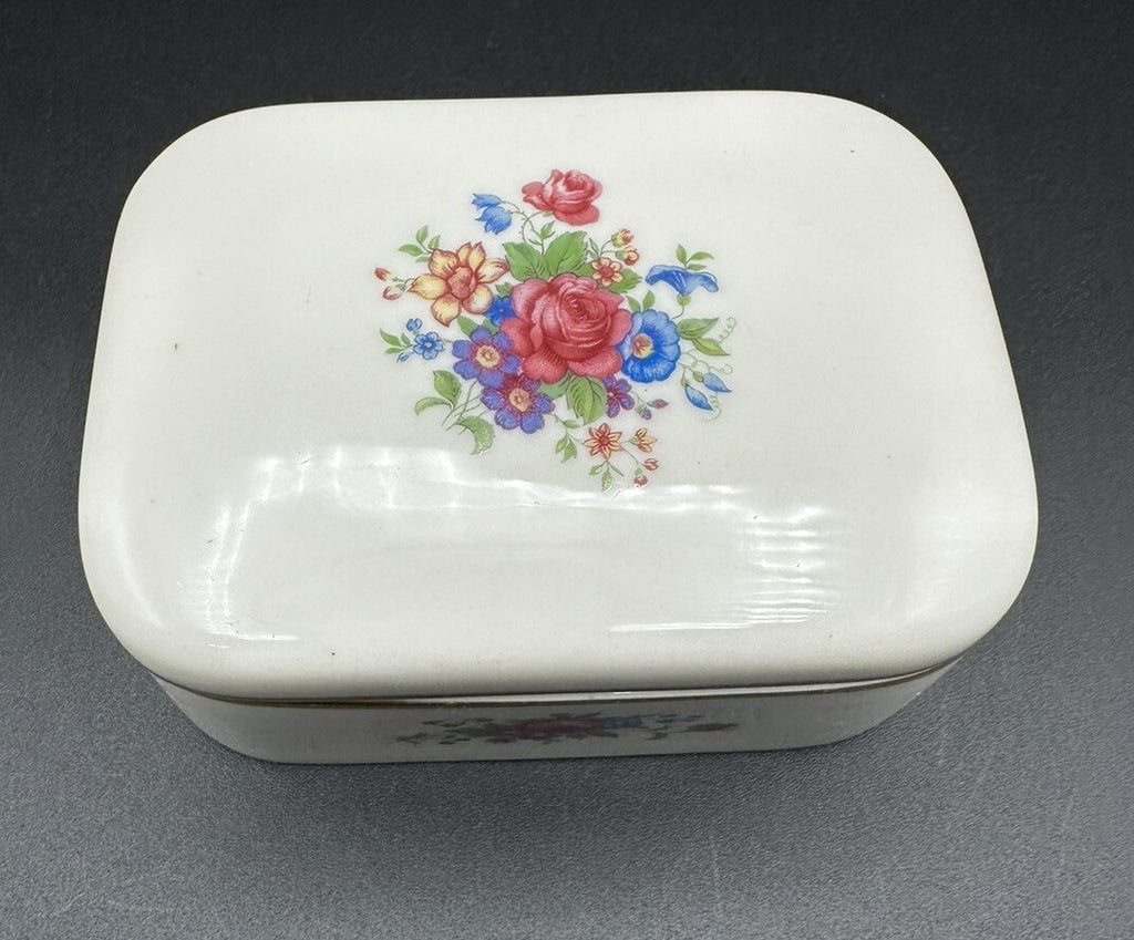 Cigarette Box 5”x 3 5/8" x 2" Lenox China Rose 3033 Pattern (READ) Vintage