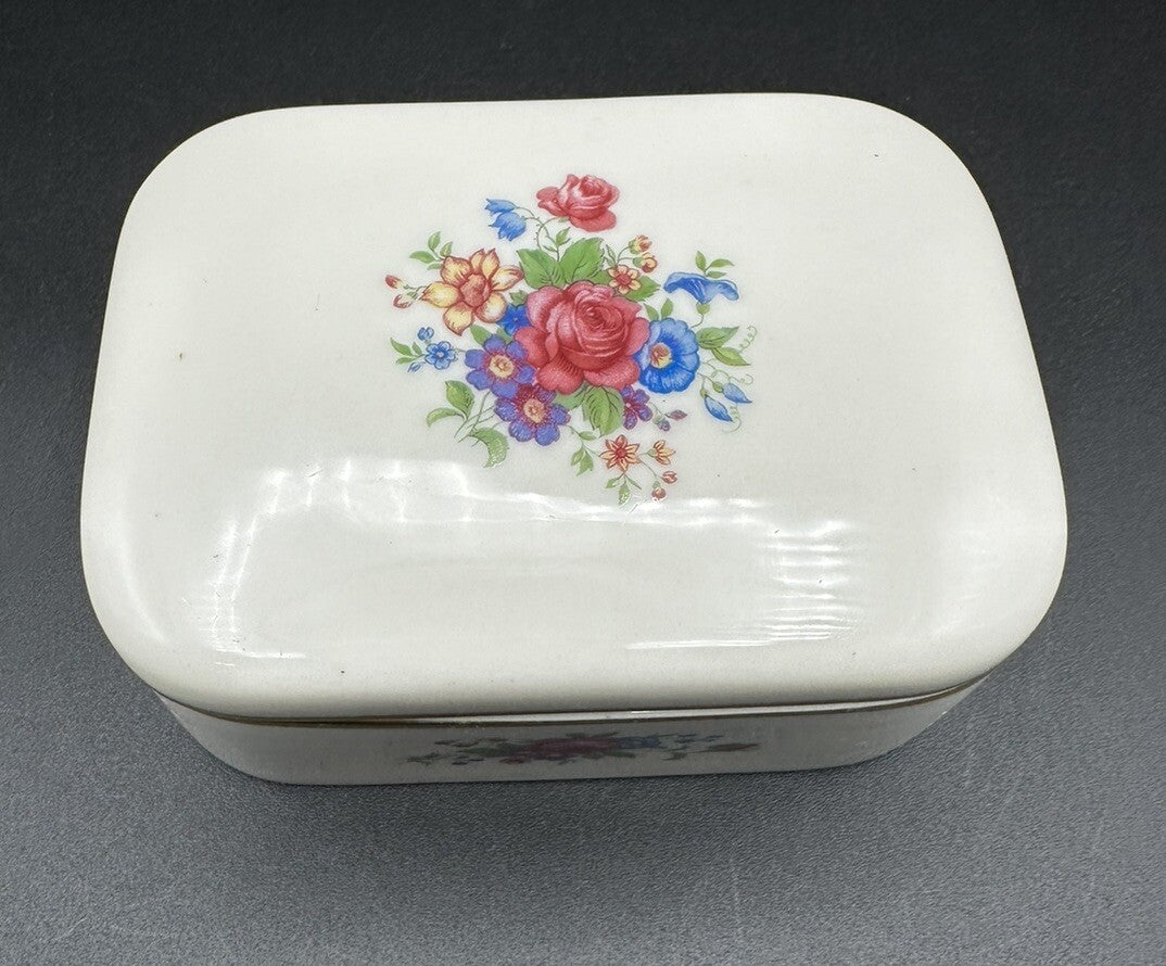Cigarette Box 5”x 3 5/8" x 2" Lenox China Rose 3033 Pattern (READ) Vintage