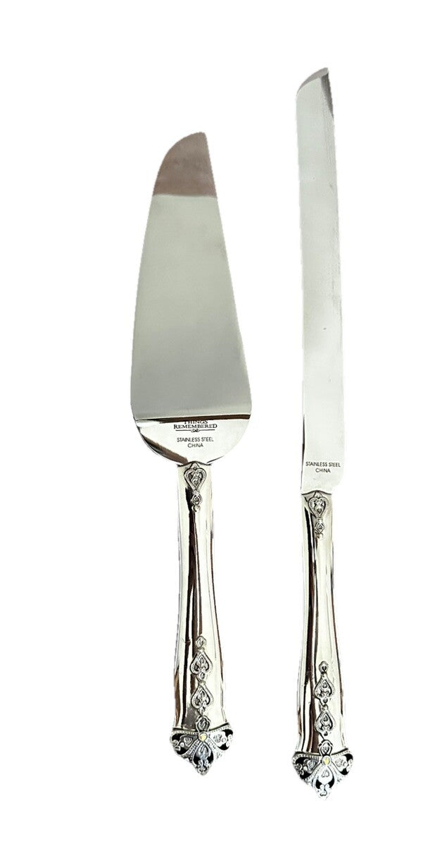 Cake Knife Serving Set Things Remembered Decorative Stainless Steel Wedding