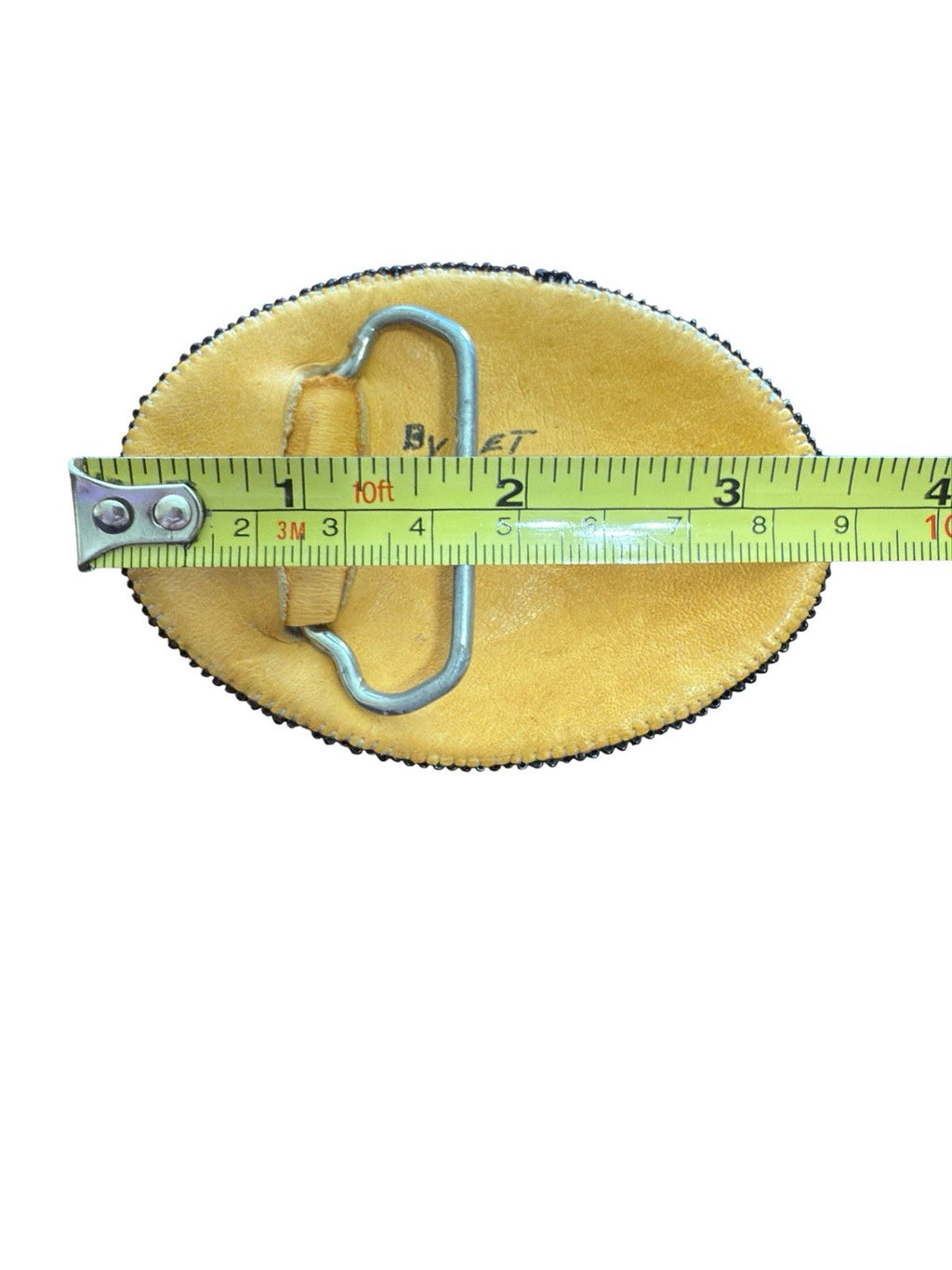 Belt Buckle, Signed And Stamped. Native American Beaded Elk Vintage