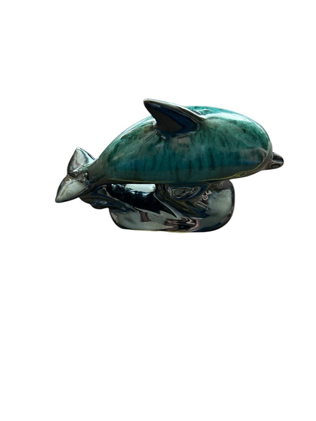 Dolphin Ceramic Statue Busch Gardens 5 1/4” Tall Green Vintage