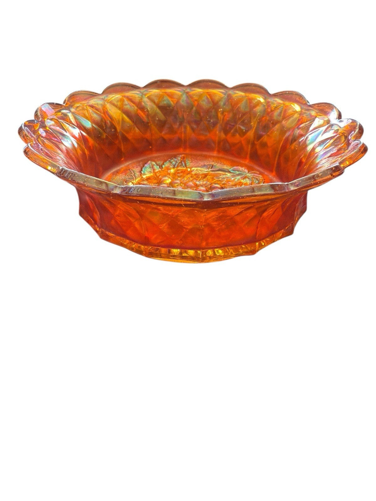 Carnival Glass Bowl Imperial Heavy Grape Marigold 8.75” Vintage