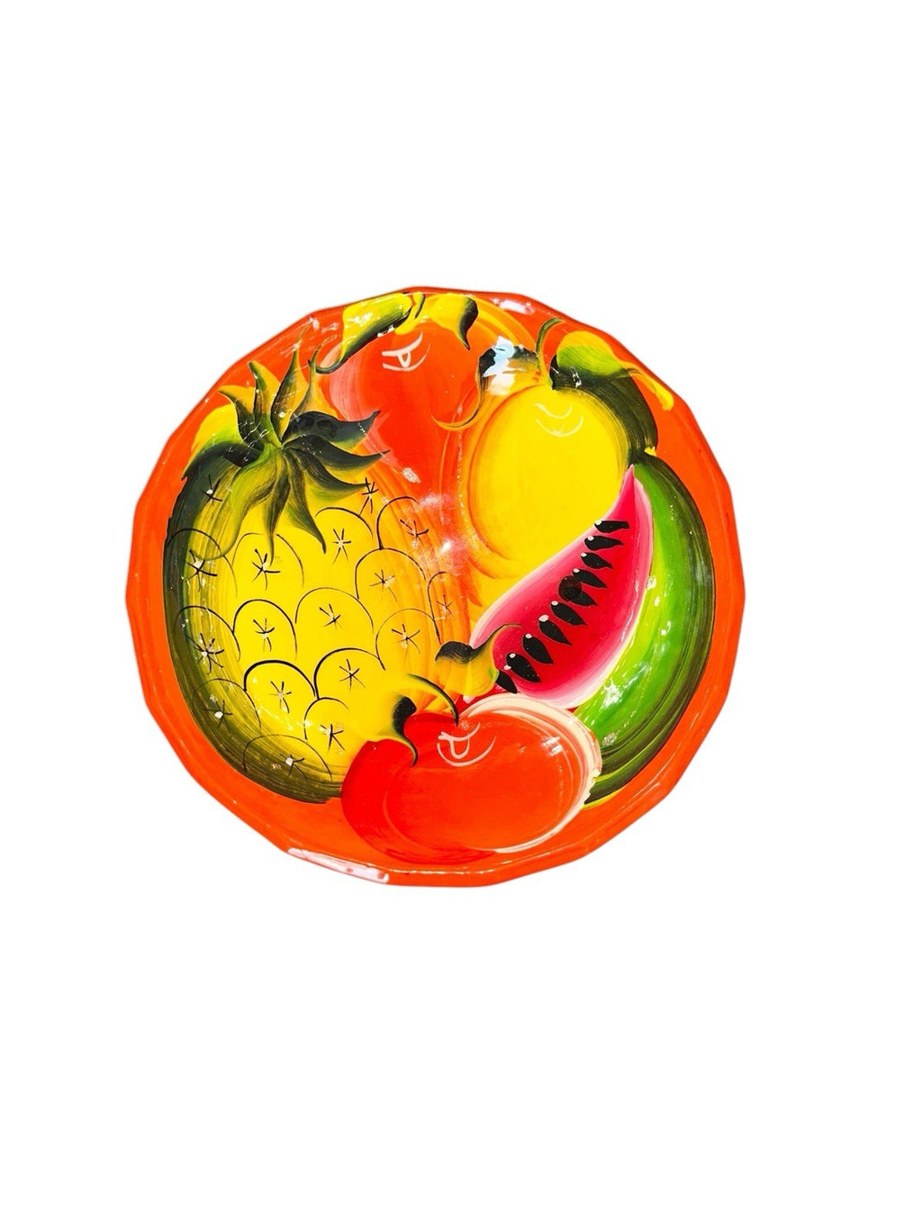 Bowl Fruit 3 Footed Hand Painted Pottery New Vintage