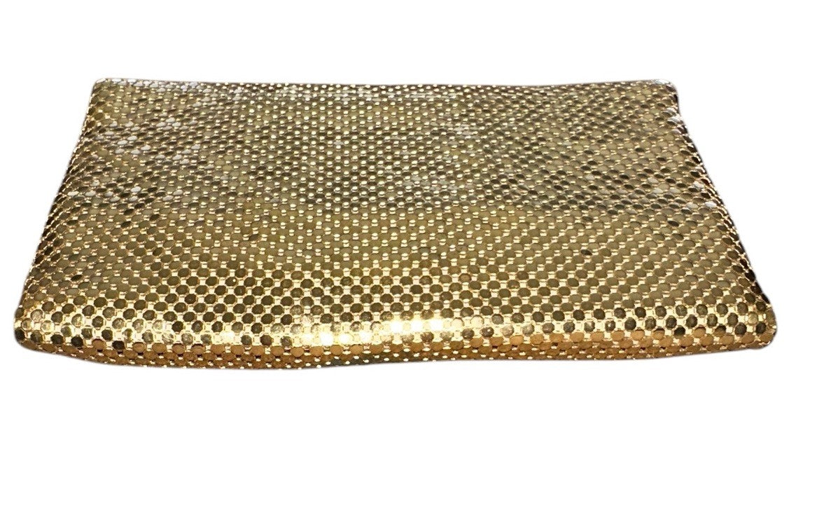 Clutch With Crystal Closure Whitting and Davis Gold Mesh Evening Vintage
