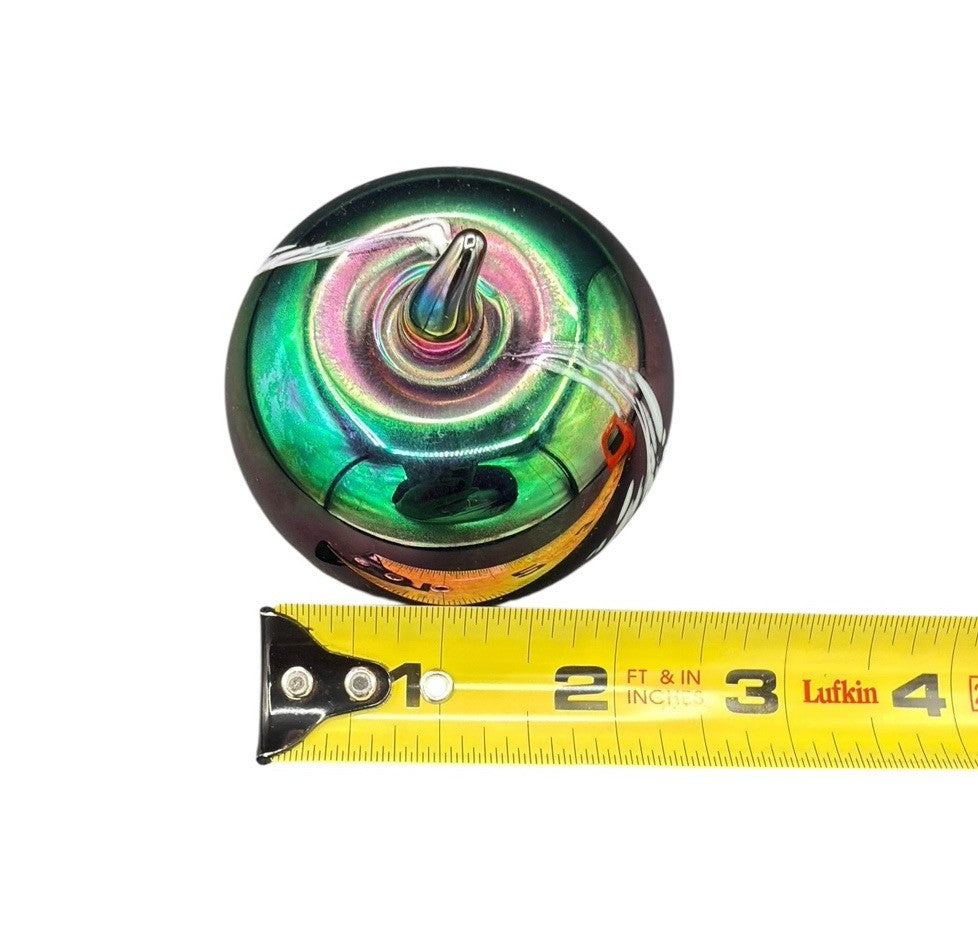 Art Glass Paperweight Apple Figure Design Purple Blue Swirl Iridescent
