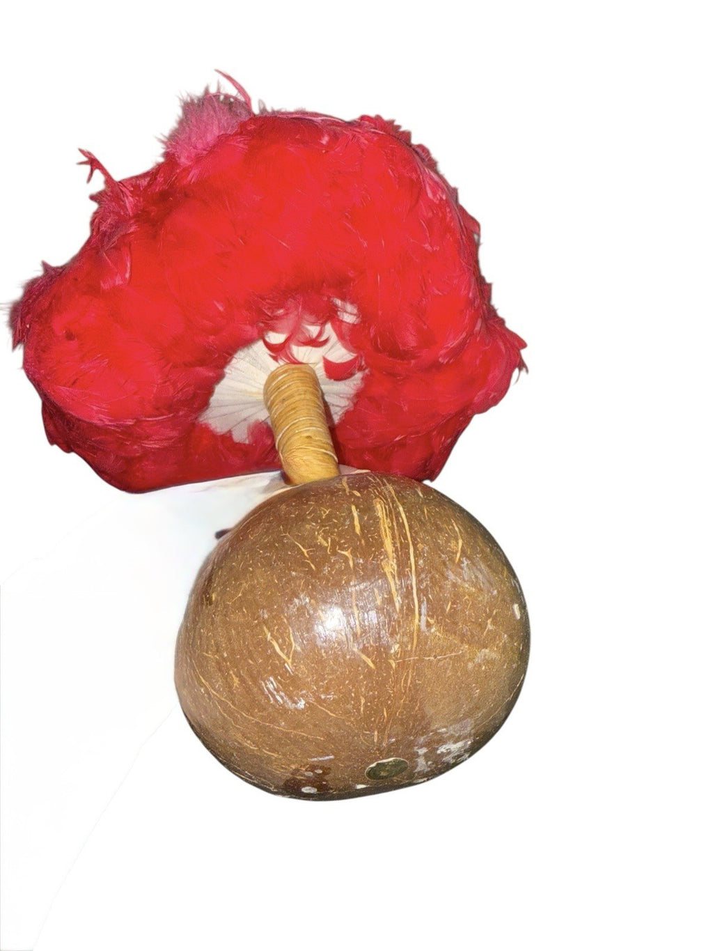 2 Uli Uli Hawaiian Polynesian Dance Red Yellow Feathers Hula Gourds Maracas