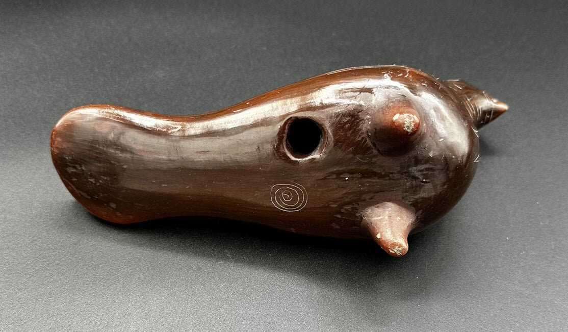 Art Pottery Dove Tonala Monochrome in Brown Mexican Folk