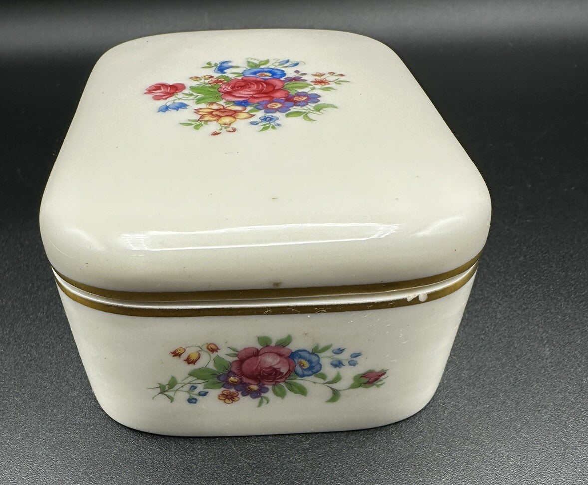 Cigarette Box 5”x 3 5/8" x 2" Lenox China Rose 3033 Pattern (READ) Vintage
