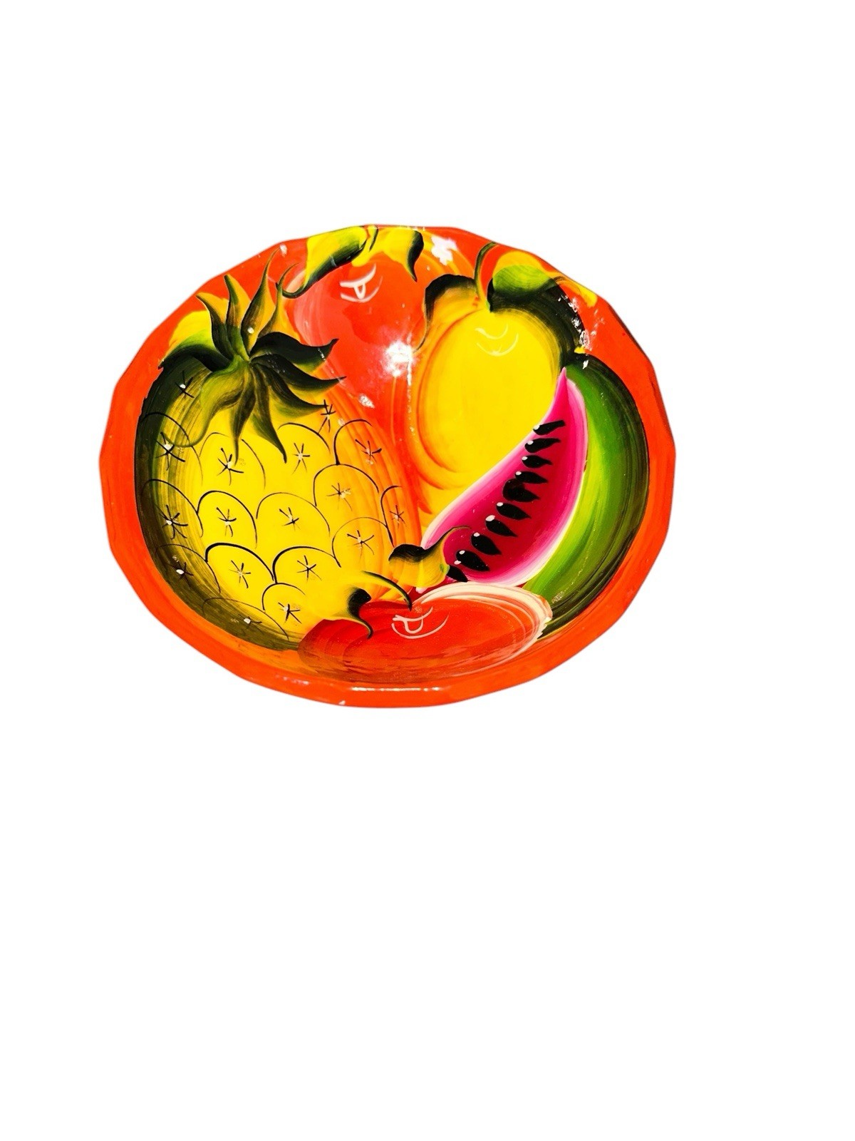 Bowl Fruit 3 Footed Hand Painted Pottery New Vintage