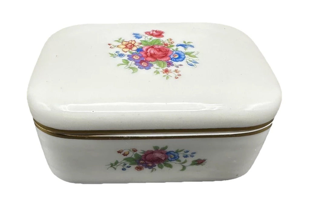 Cigarette Box 5”x 3 5/8" x 2" Lenox China Rose 3033 Pattern (READ) Vintage