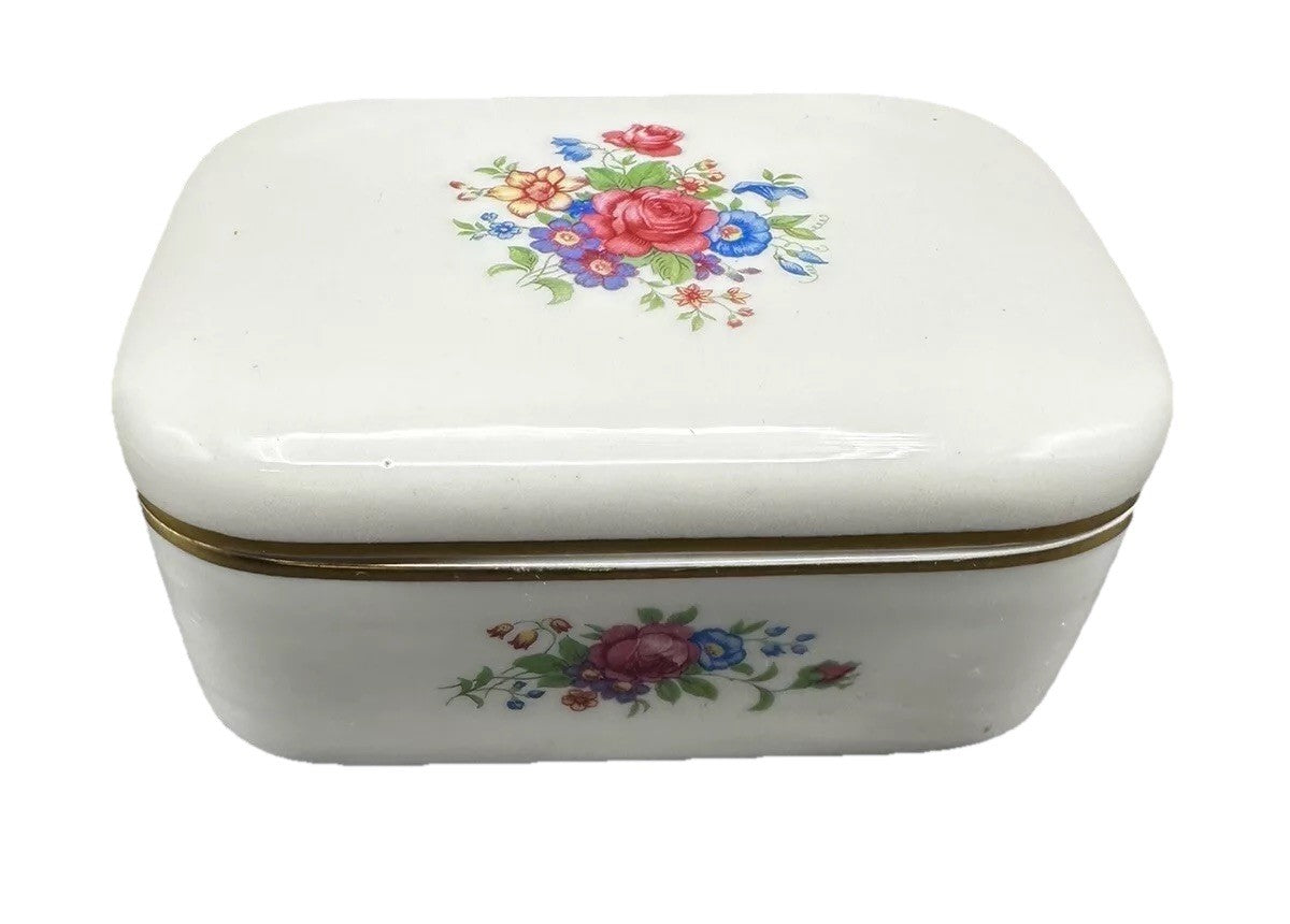 Cigarette Box 5”x 3 5/8" x 2" Lenox China Rose 3033 Pattern (READ) Vintage