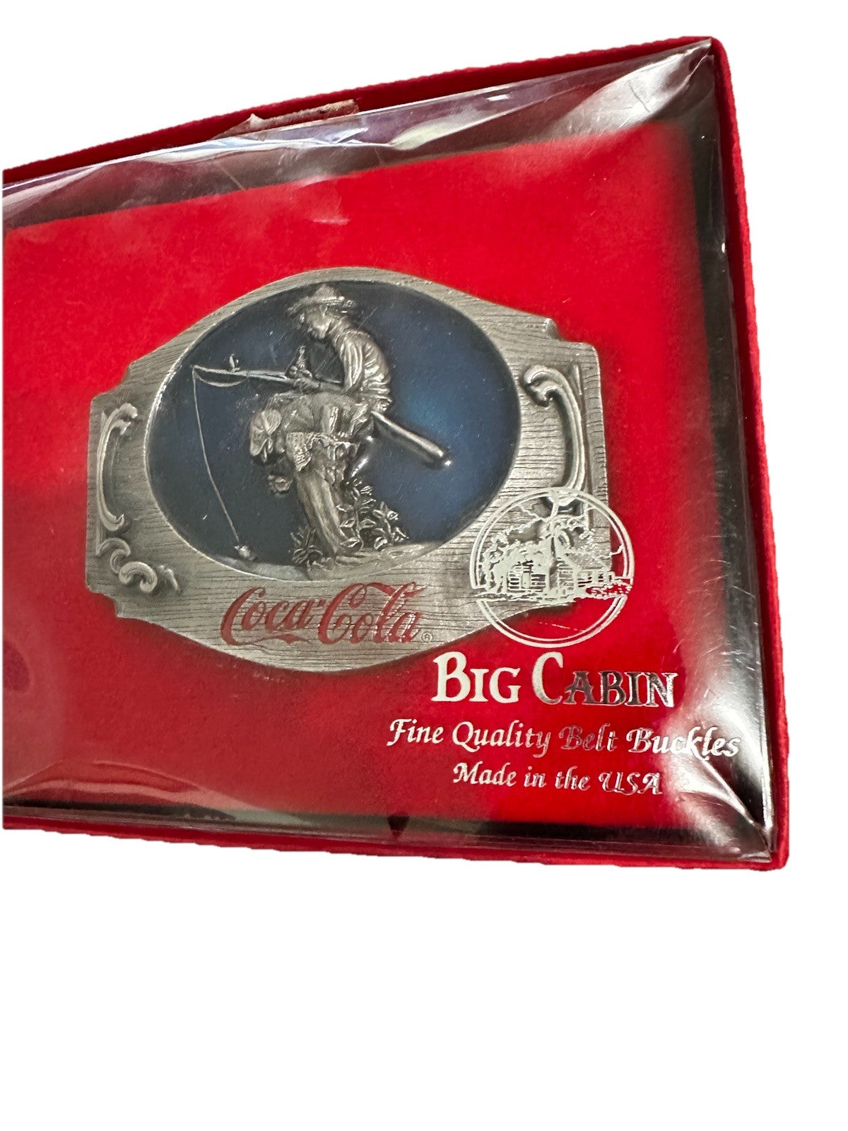 Belt Buckle With Boy Fishing On A Stump With Dog Classic Coca-Cola New Vintage