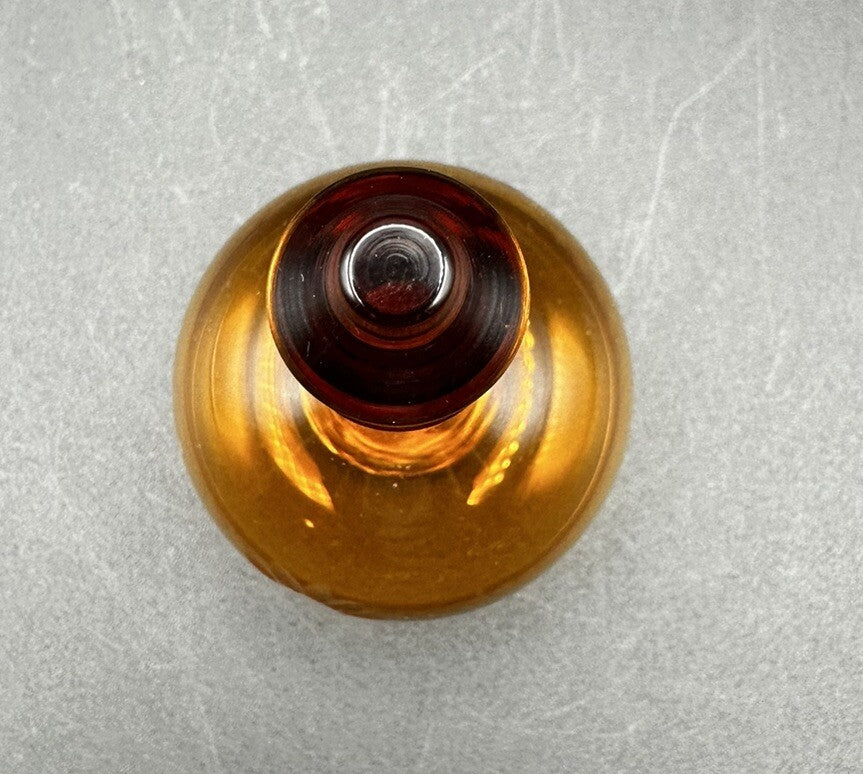 Bell Sunflower & Leaf Etched Design Krosno Amber Glass Vintage