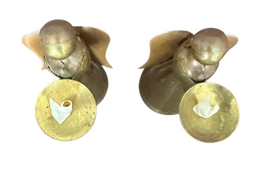 Candle Holder 4.5” Hong Kong Metal Copper Brass Angel Vintage