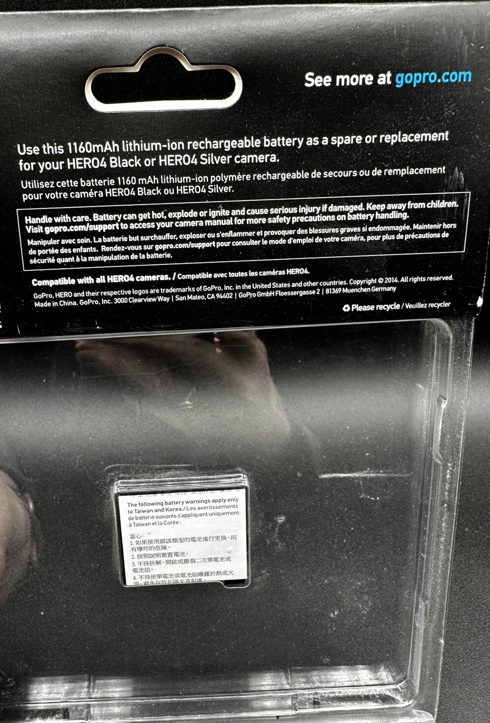 Battery GoPro Official Rechargeable for HERO4 Black, Silver AHDBT-401 New