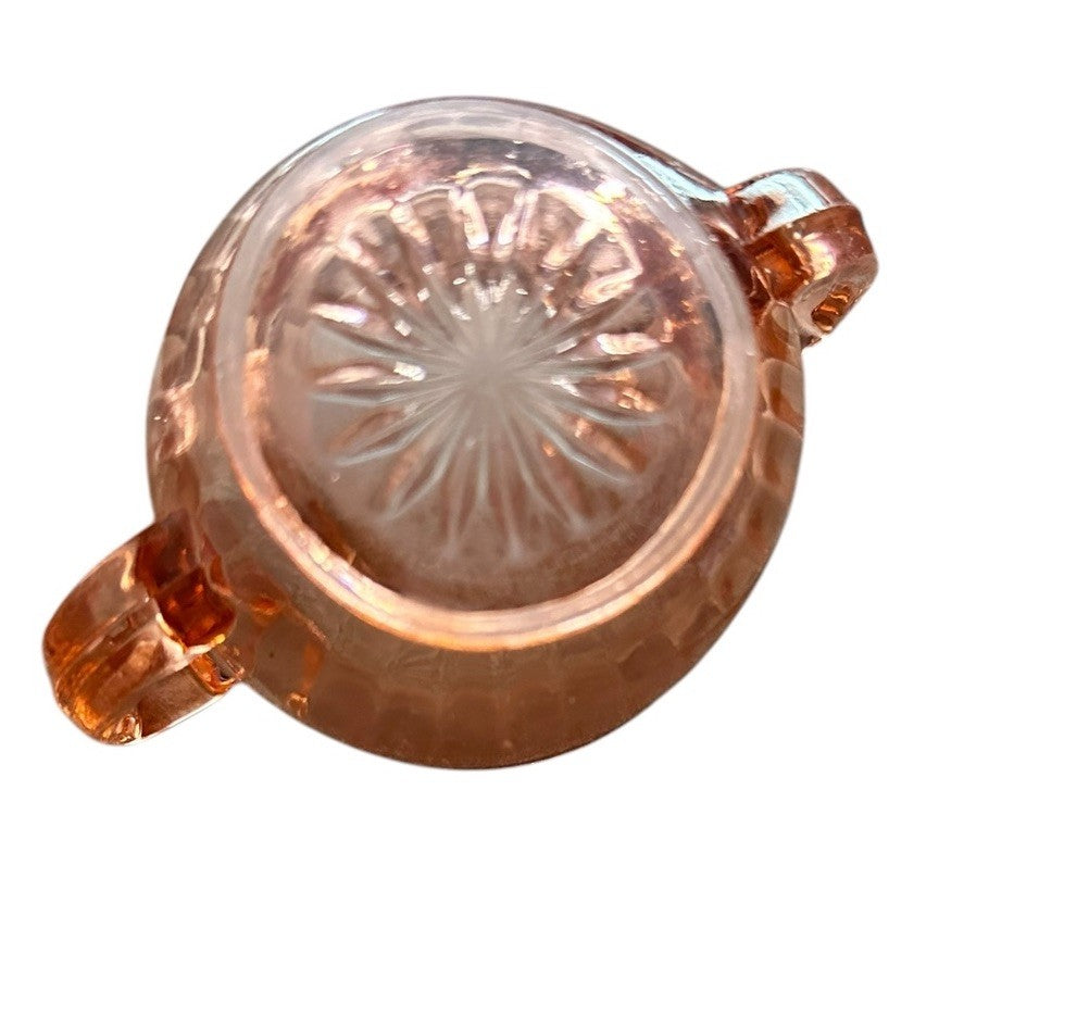 Creamer And Sugar Imperial Pink Depression Glass Open Handle Bowl Vintage