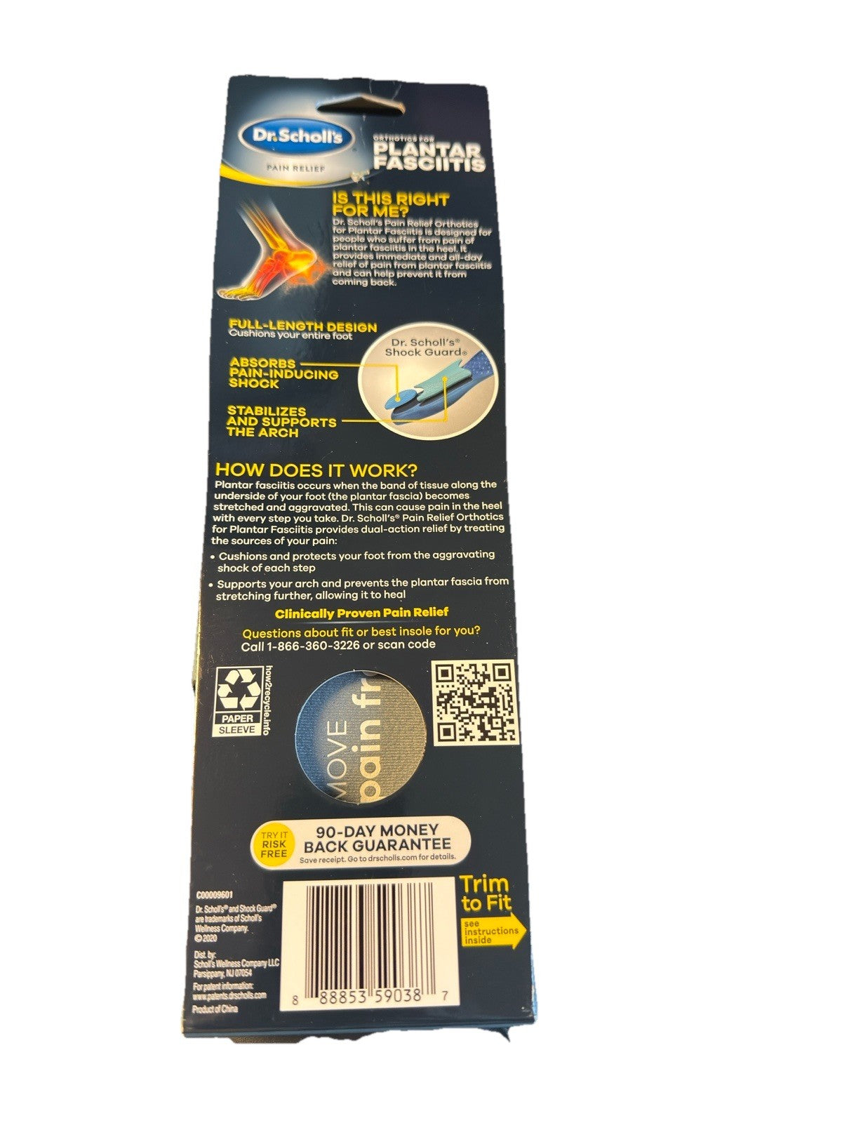 Dr. Scholls Plantar Fasciitis Orthotics Inserts Women Sizes 6-10 One Pair NEW