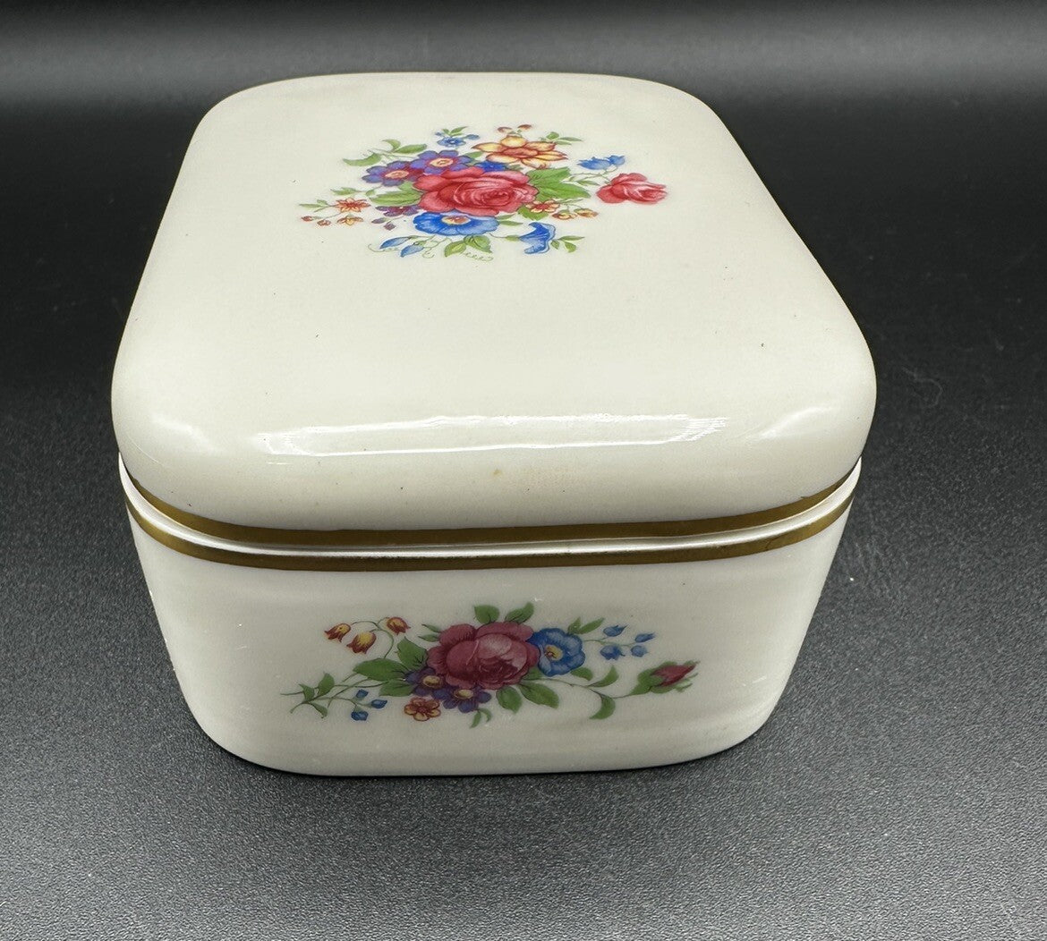 Cigarette Box 5”x 3 5/8" x 2" Lenox China Rose 3033 Pattern (READ) Vintage