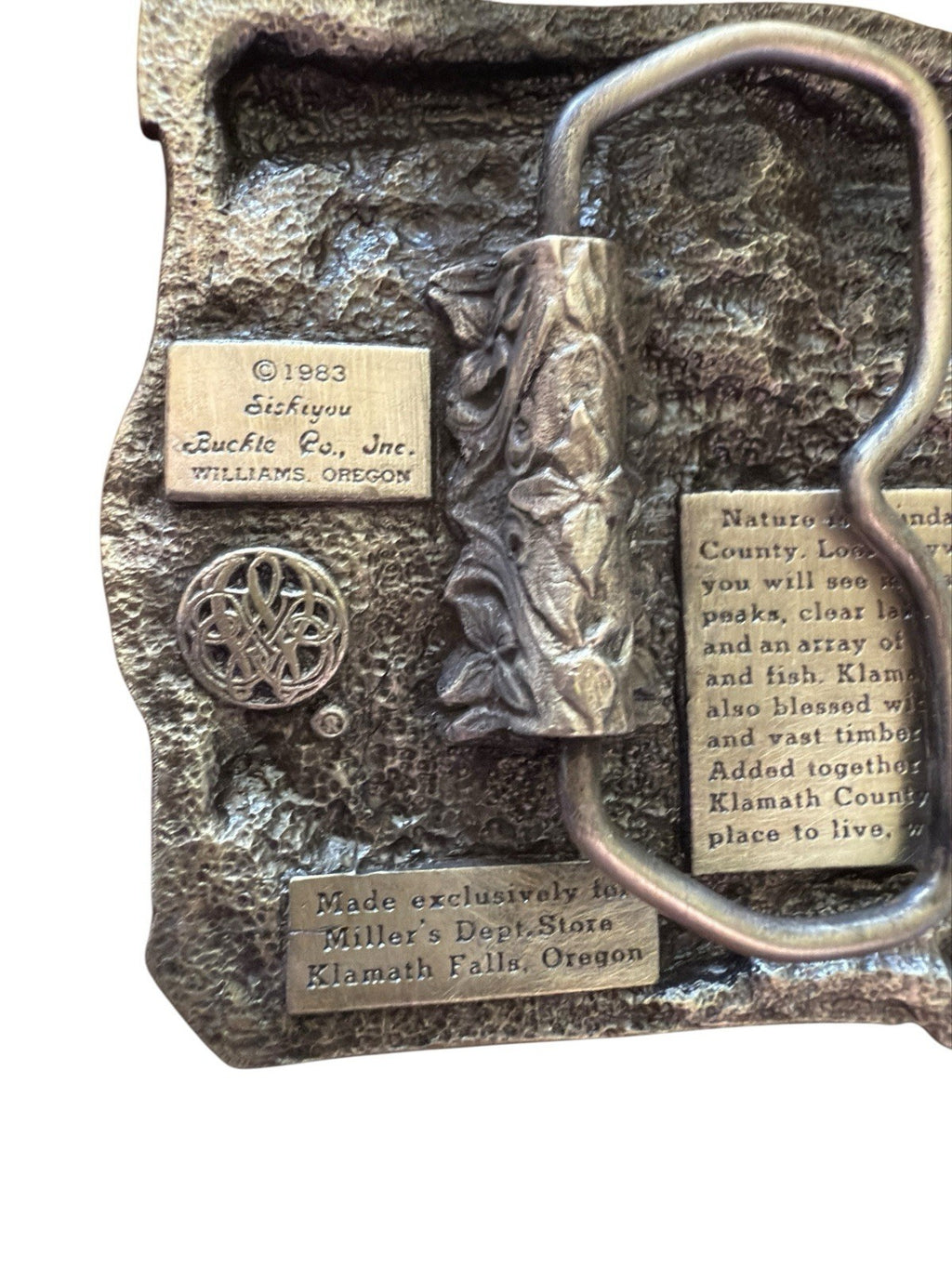 Belt Buckle Siskiyou Buckle 1983 Bergamot Brass Works Klamath County Deer New