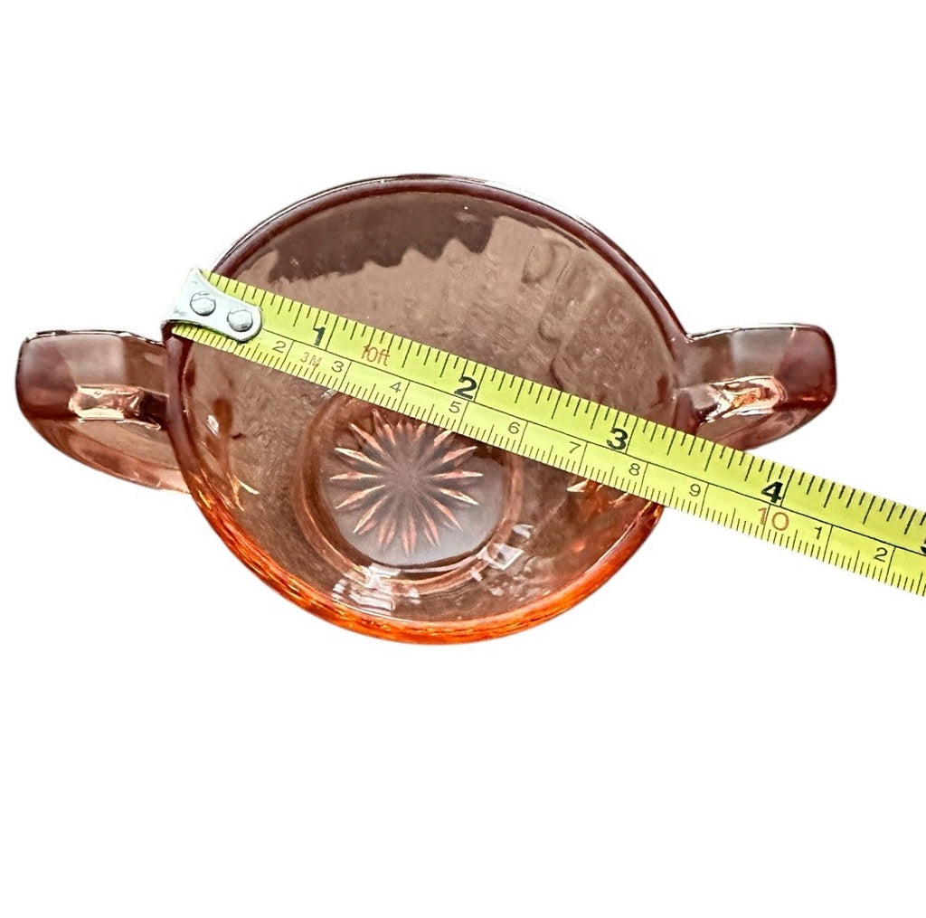 Creamer And Sugar Imperial Pink Depression Glass Open Handle Bowl Vintage