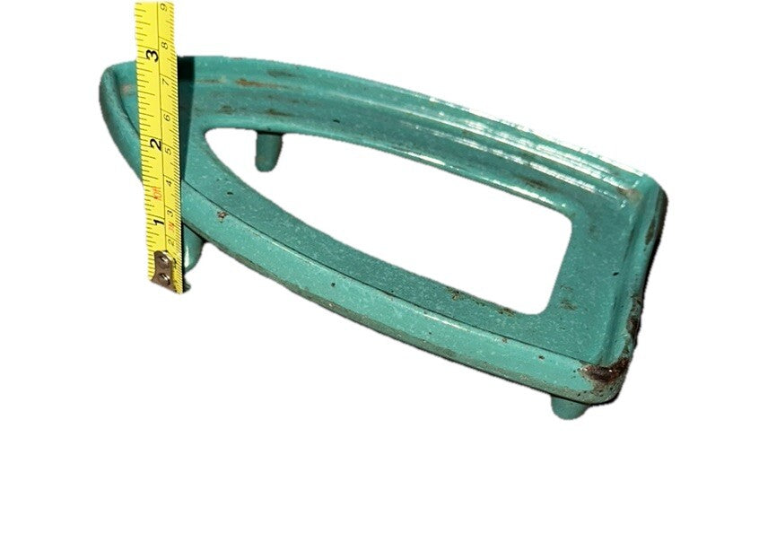 Antique Iron Stand Marked 2 From 1920/30’s Green Enameled Cast Iron Flat