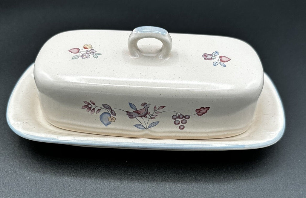 Butter Dish Heartland International Stoneware Covered Chicken Farm Scene Vintage
