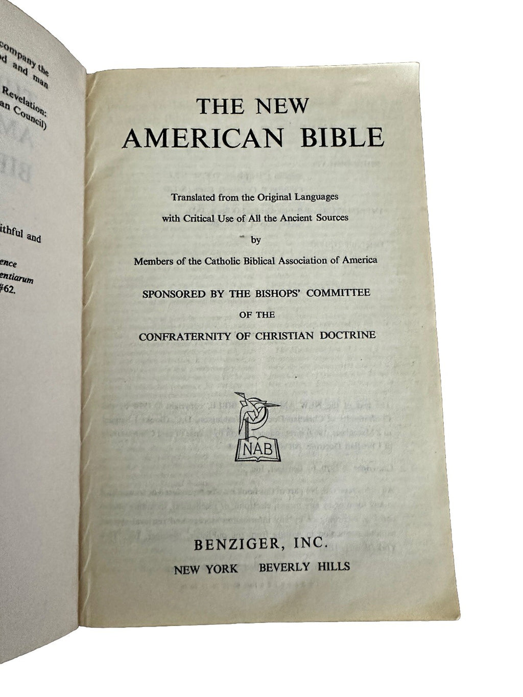 Bible American 1968 NAB Catholic Church Holy Prayer Book Mass Scripture Vtg