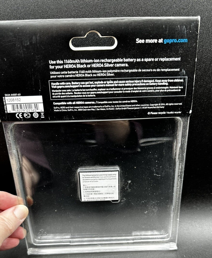 Battery GoPro Official Rechargeable for HERO4 Black, Silver AHDBT-401 New