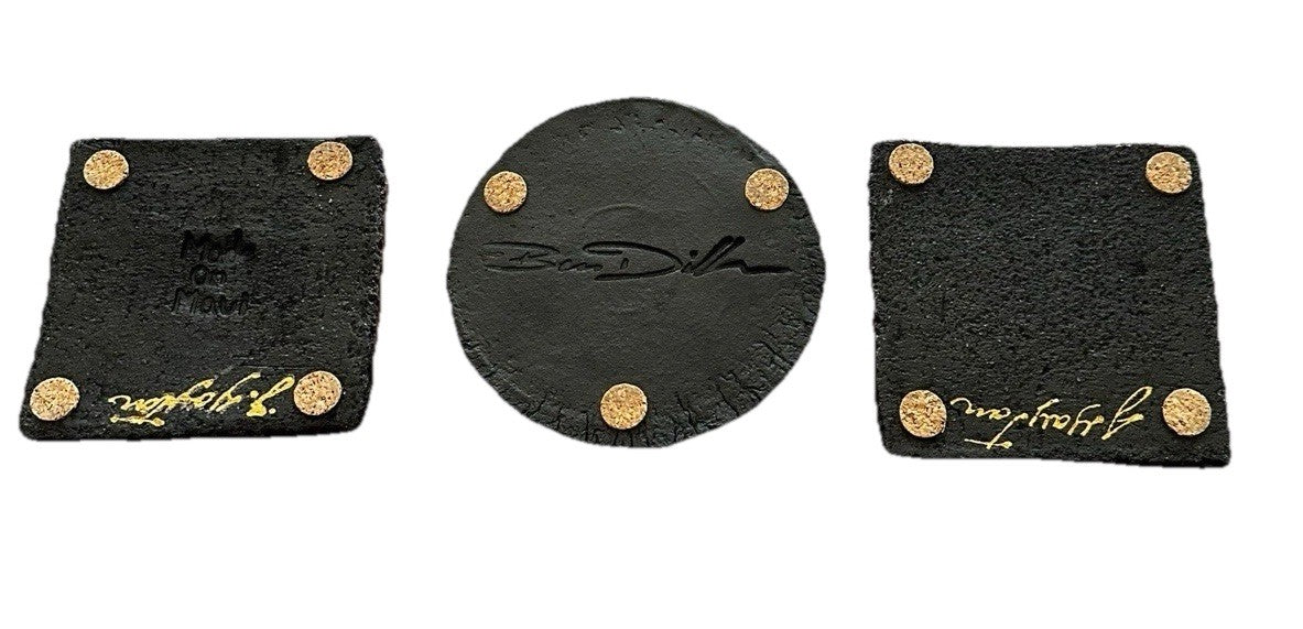 Coasters Ben Diller & J Yaytan Hawaii Heavy Lava Texture Signed Set Of 3