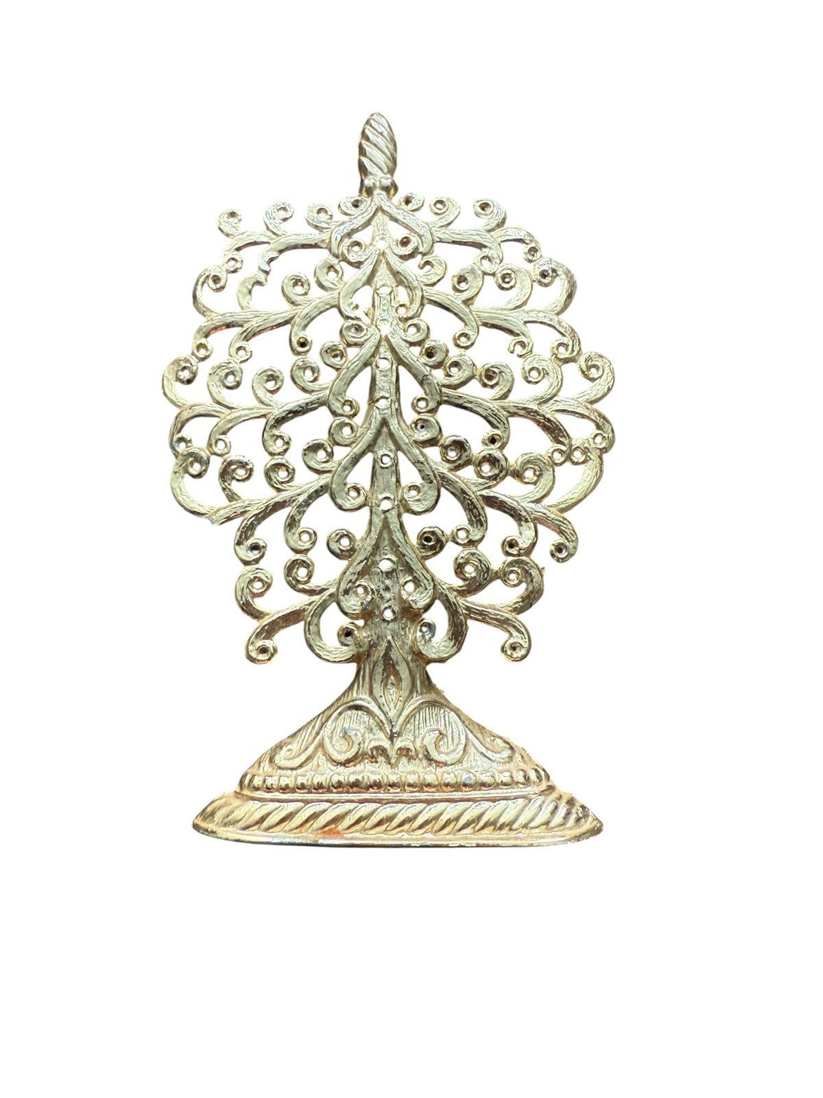 Earring Stand Holder Floral /Tree Jewelry Organizer Gold Tone Metal Vintage