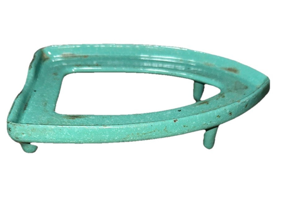 Antique Iron Stand Marked 2 From 1920/30’s Green Enameled Cast Iron Flat