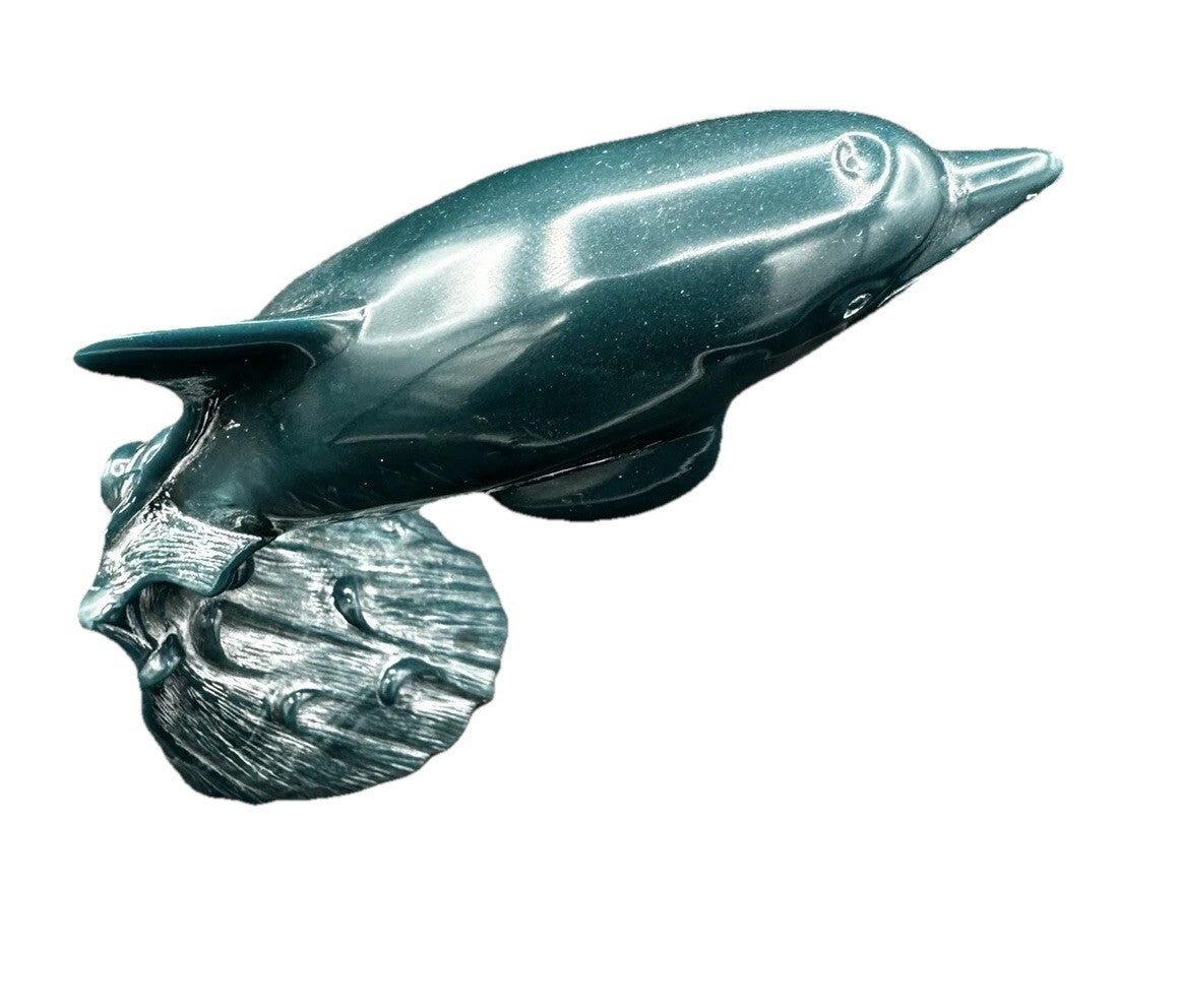 Dolphin Sculpture Cultured G.H. Cook Company Marble Fine Art Sculpture USA