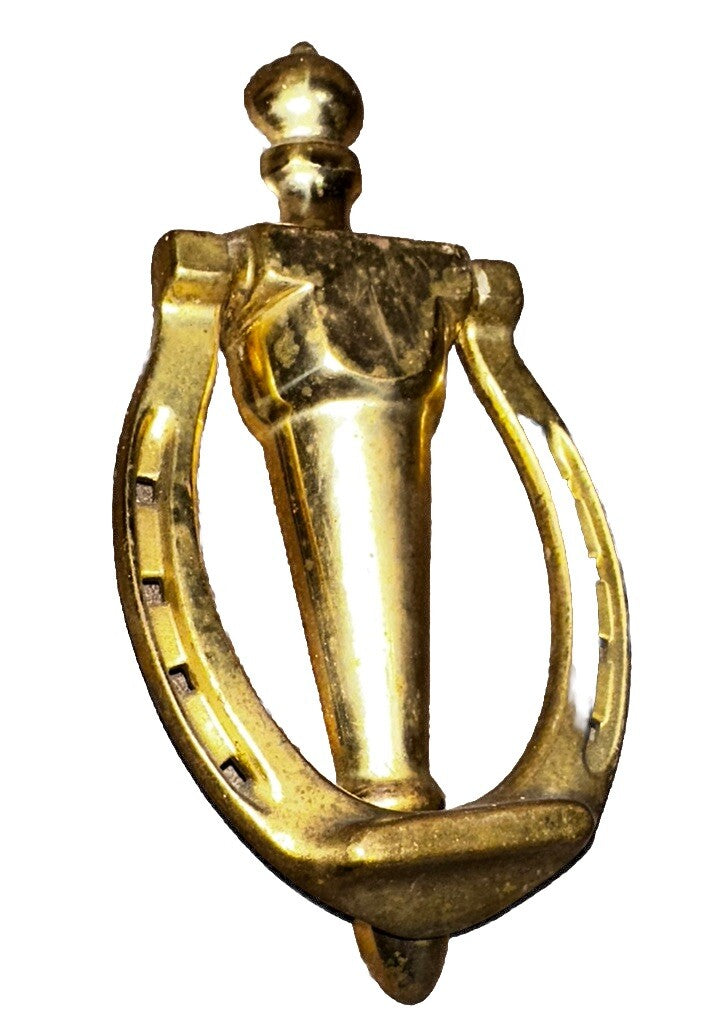 Door Knocker  7"  Equestrian Decor Solid Brass Horseshoe Vintage
