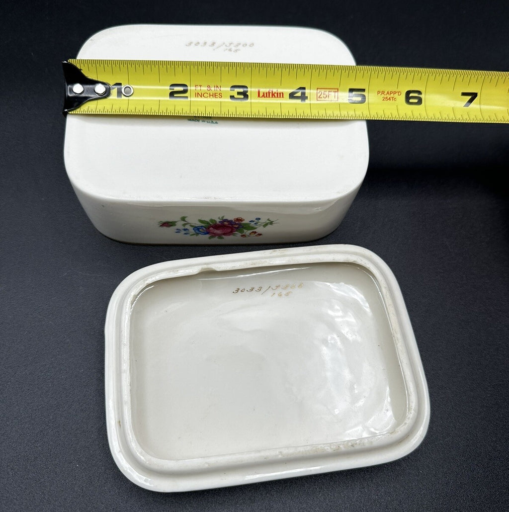 Cigarette Box 5”x 3 5/8" x 2" Lenox China Rose 3033 Pattern (READ) Vintage