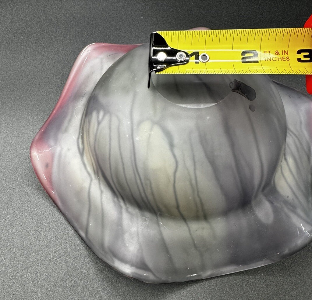 Bowl Purple Pink Drip Rueven Nouveau  Art Glass Scalloped Edge Vintage