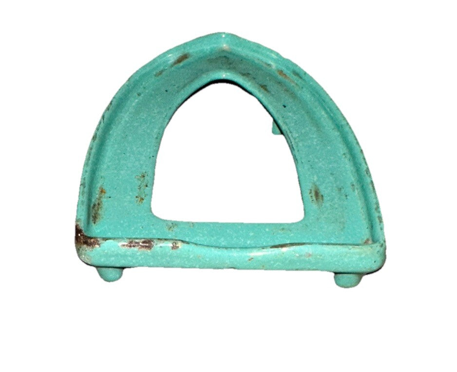 Antique Iron Stand Marked 2 From 1920/30’s Green Enameled Cast Iron Flat