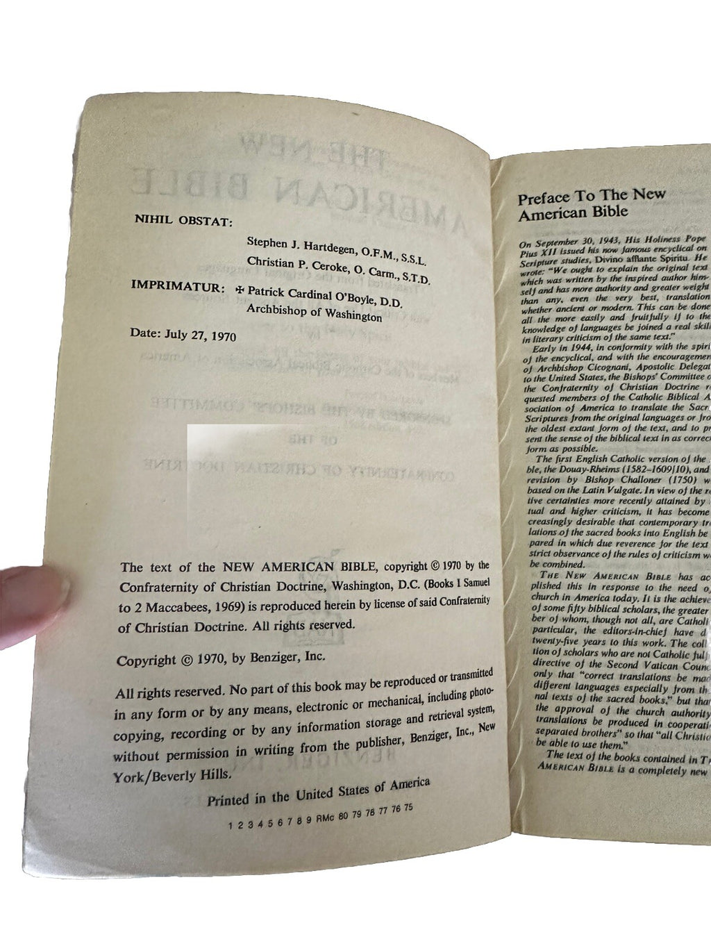 Bible American 1968 NAB Catholic Church Holy Prayer Book Mass Scripture Vtg