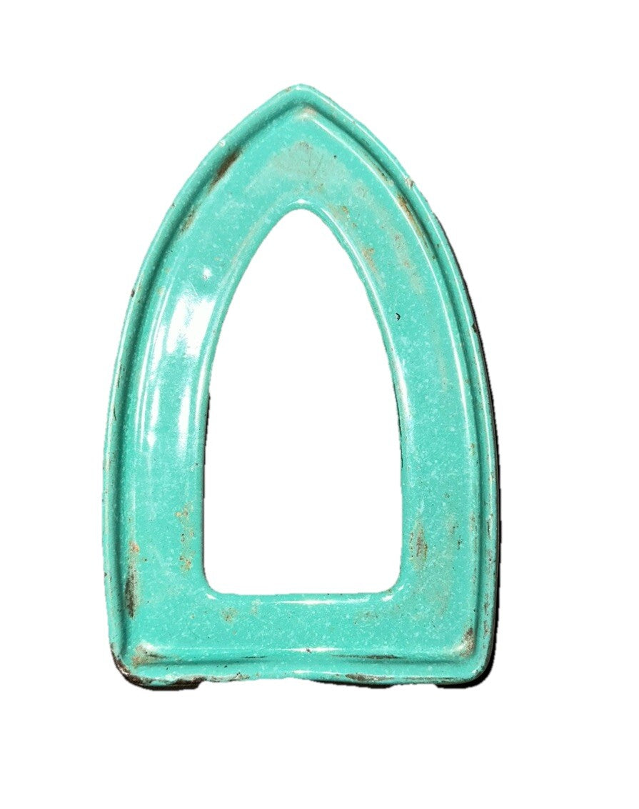 Antique Iron Stand Marked 2 From 1920/30’s Green Enameled Cast Iron Flat